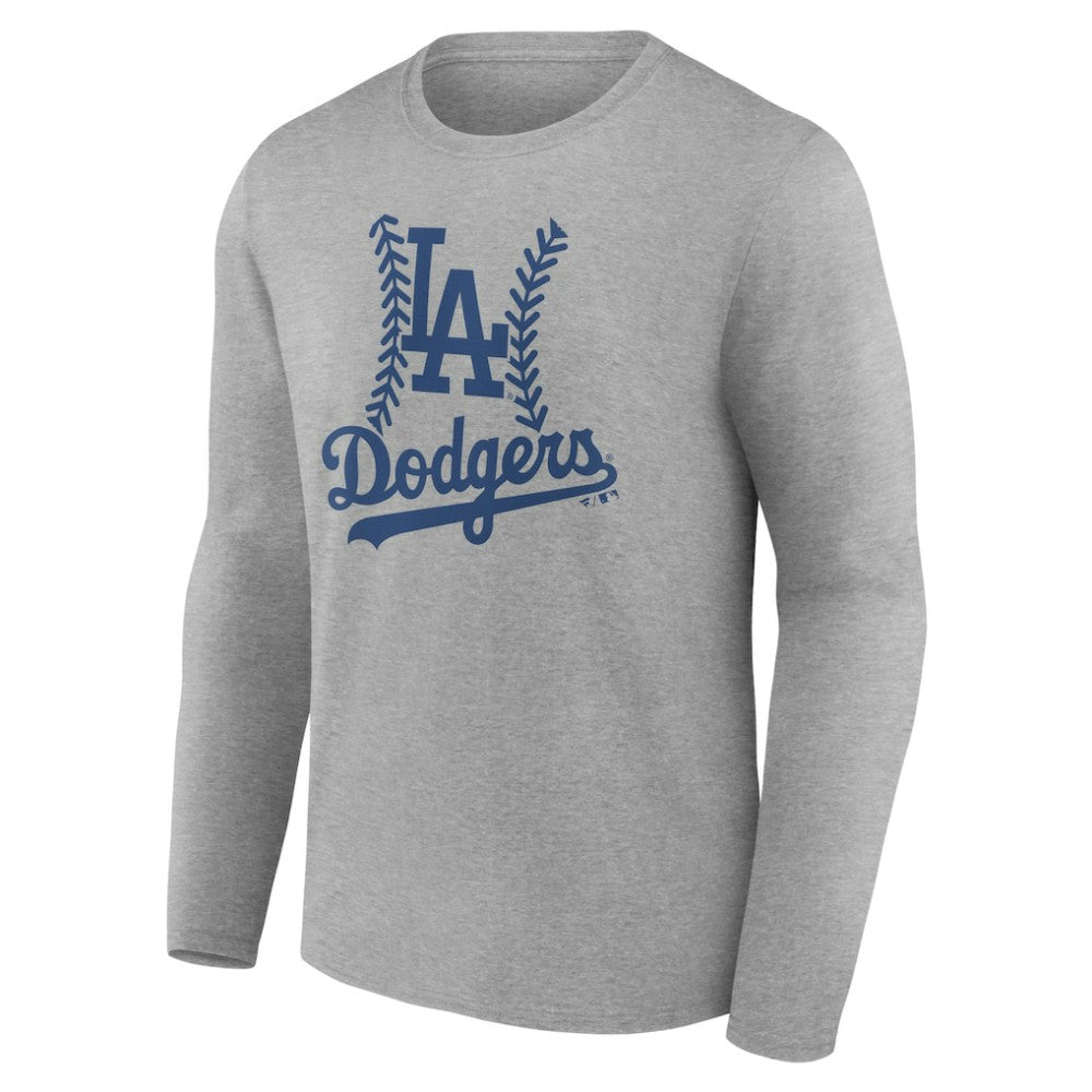 Los Angeles Dodgers Personalized Name & Number Fastball Long Sleeve T-Shirt - Gray T-shirts