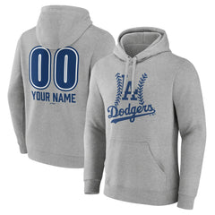 Los Angeles Dodgers Personalized Name & Number Fastball Pullover Hoodie - Gray Hoodies