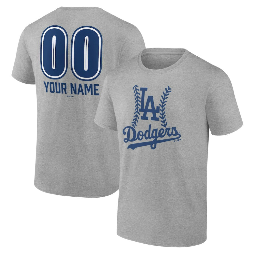 Los Angeles Dodgers Personalized Name & Number Fastball T-Shirt - Heather Gray T-shirts
