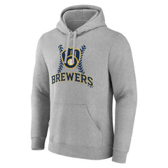 Milwaukee Brewers Personalized Name & Number Fastball Pullover Hoodie - Gray Hoodies