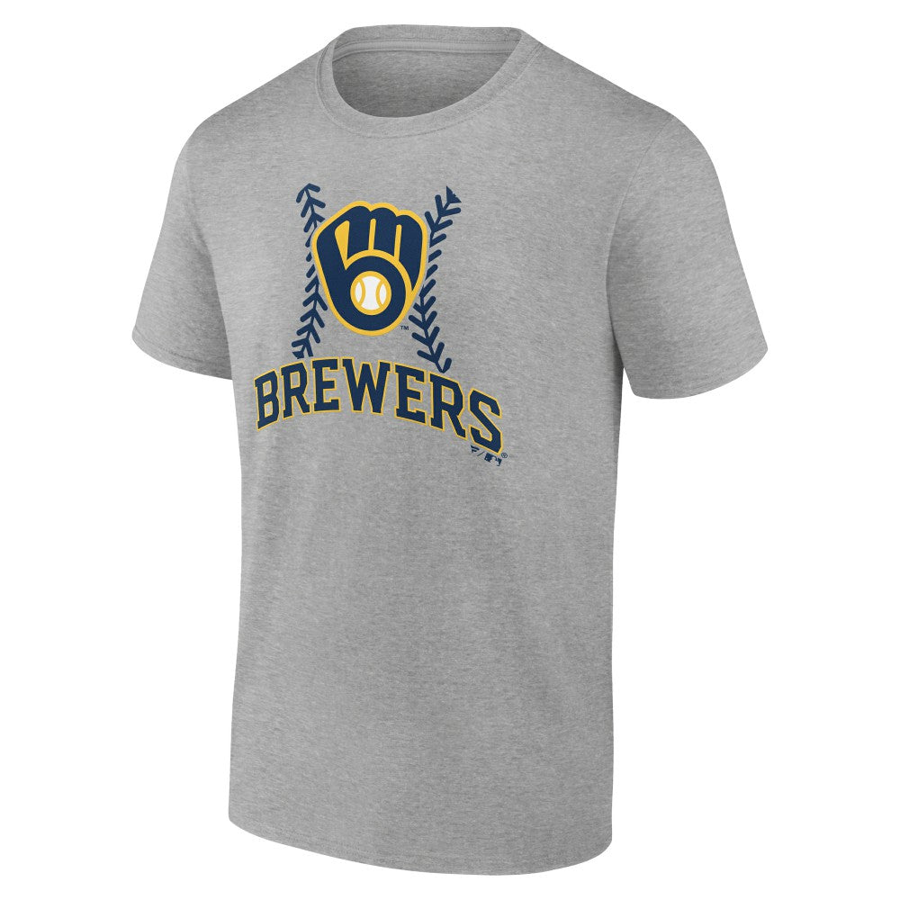 Milwaukee Brewers Personalized Name & Number Fastball T-Shirt - Heather Gray T-shirts