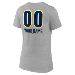 Milwaukee Brewers Women's Personalized Name & Number Fastball V-Neck T-Shirt - Gray T-shirts