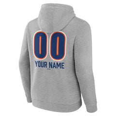 New York Mets Personalized Name & Number Fastball Pullover Hoodie - Gray Hoodies