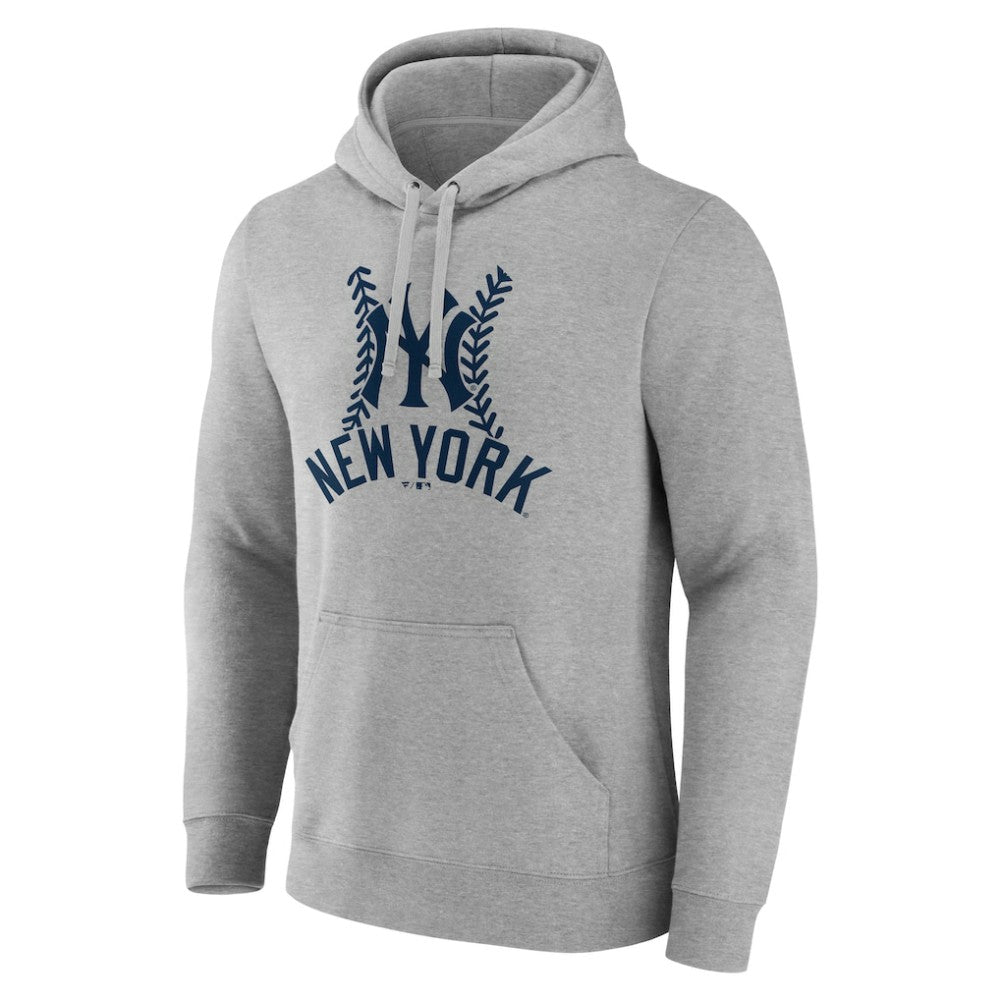 New York Yankees Personalized Name & Number Fastball Pullover Hoodie - Gray Hoodies