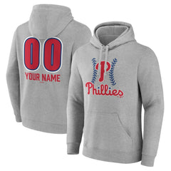 Philadelphia Phillies Personalized Name & Number Fastball Pullover Hoodie - Gray Hoodies