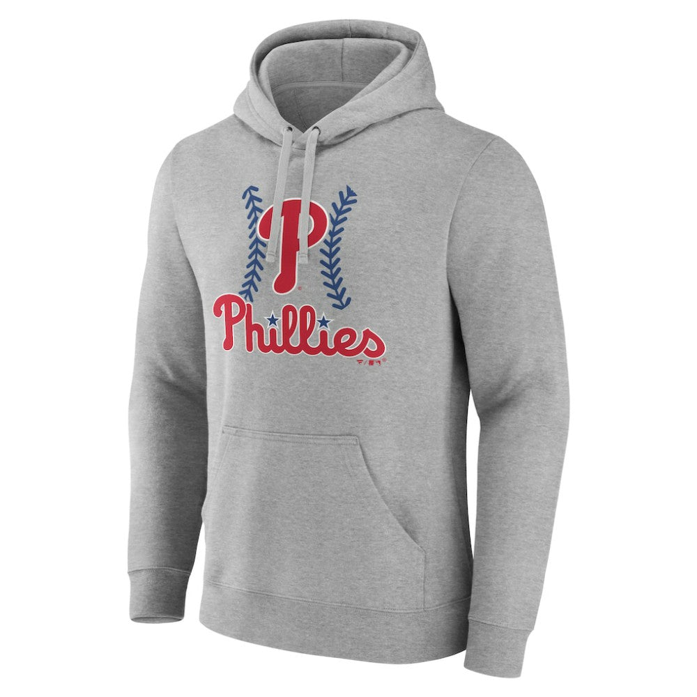 Philadelphia Phillies Personalized Name & Number Fastball Pullover Hoodie - Gray Hoodies
