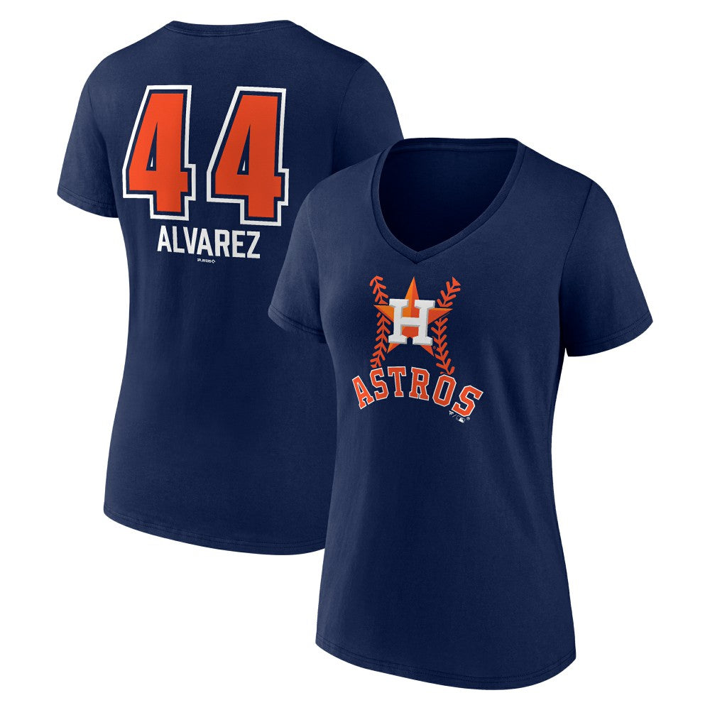 Yordan Alvarez Houston Astros Women's Fastball Player Name & Number V-Neck T-Shirt - Navy T-shirts