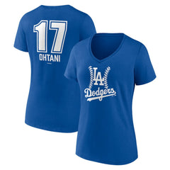 Shohei Ohtani Los Angeles Dodgers Women's Fastball Player Name & Number V-Neck T-Shirt - Royal T-shirts