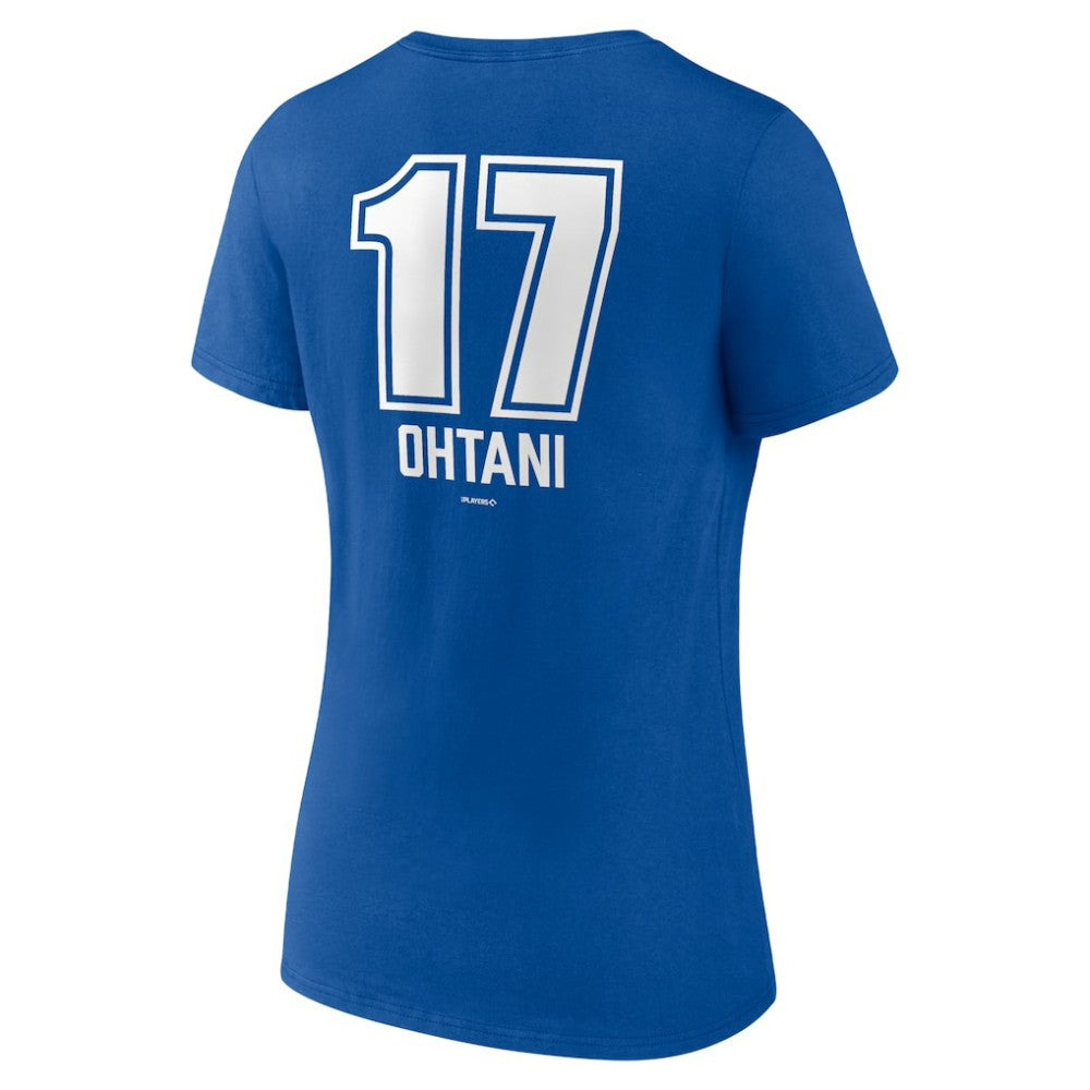 Shohei Ohtani Los Angeles Dodgers Women's Fastball Player Name & Number V-Neck T-Shirt - Royal T-shirts