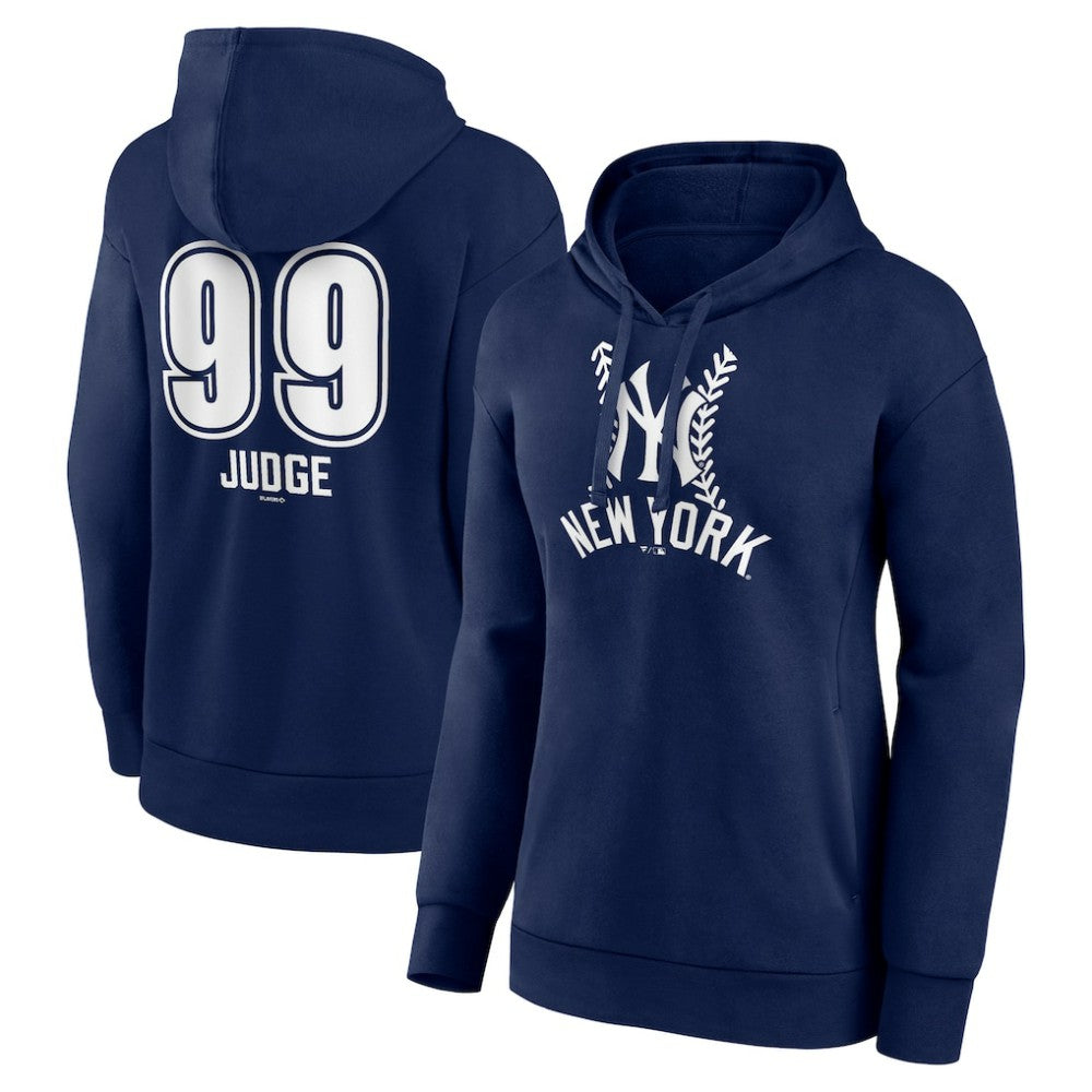 Aaron Judge New York Yankees Women's Fastball Player Name & Number Pullover Hoodie - Navy Hoodies