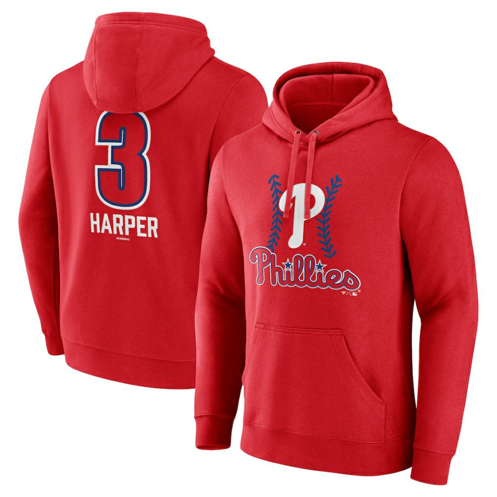 Bryce Harper Philadelphia Phillies Fastball Player Name & Number Pullover Hoodie - Red Hoodies