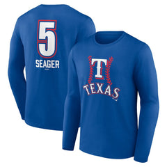 Corey Seager Texas Rangers Fastball Player Name & Number Long Sleeve T-Shirt - Royal T-shirts