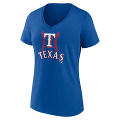 Corey Seager Texas Rangers Women's Fastball Player Name & Number V-Neck T-Shirt - Royal T-shirts