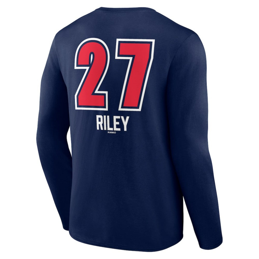 Austin Riley Atlanta Braves Fastball Player Name & Number Long Sleeve T-Shirt - Navy T-shirts