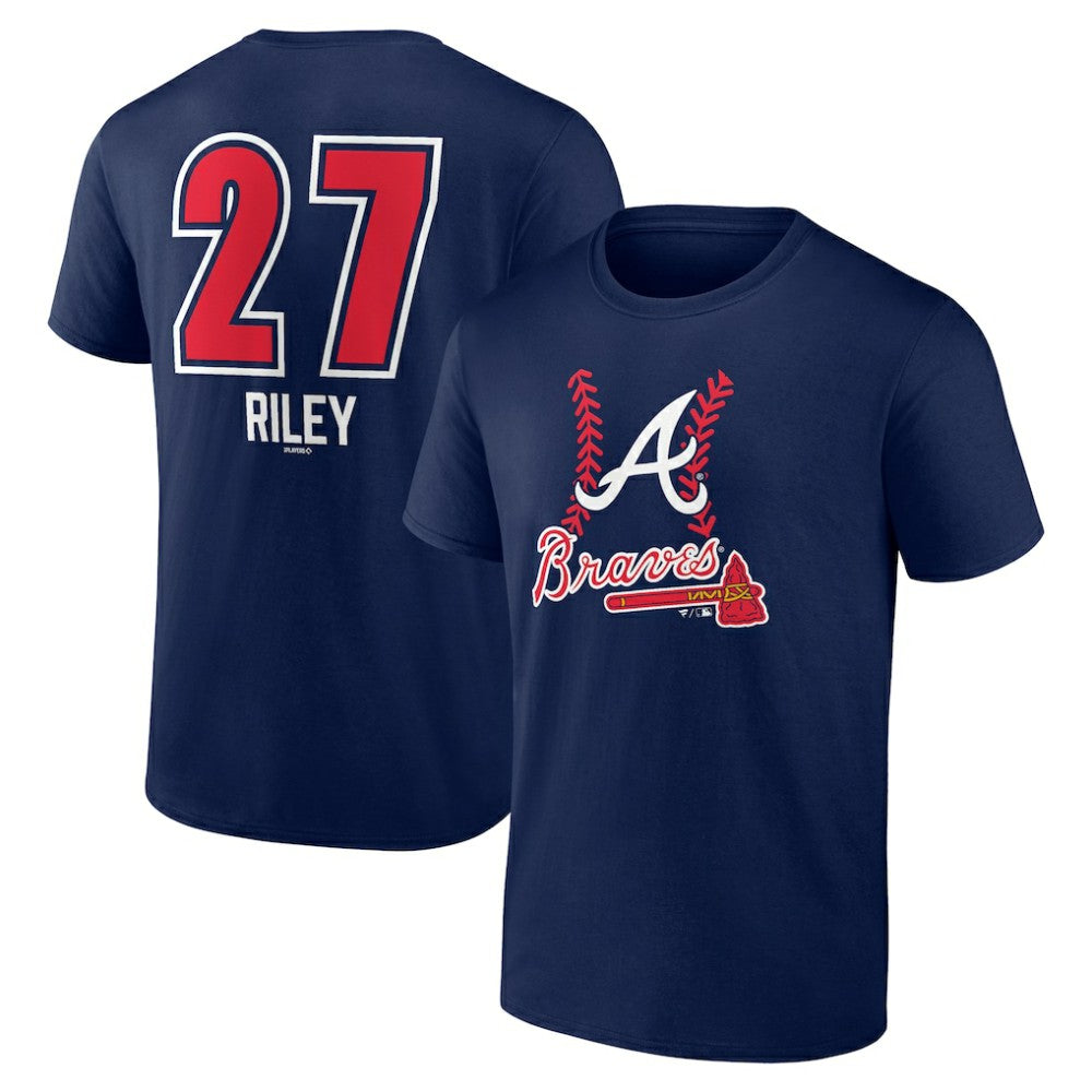 Austin Riley Atlanta Braves Fastball Player Name & Number T-Shirt - Navy T-shirts