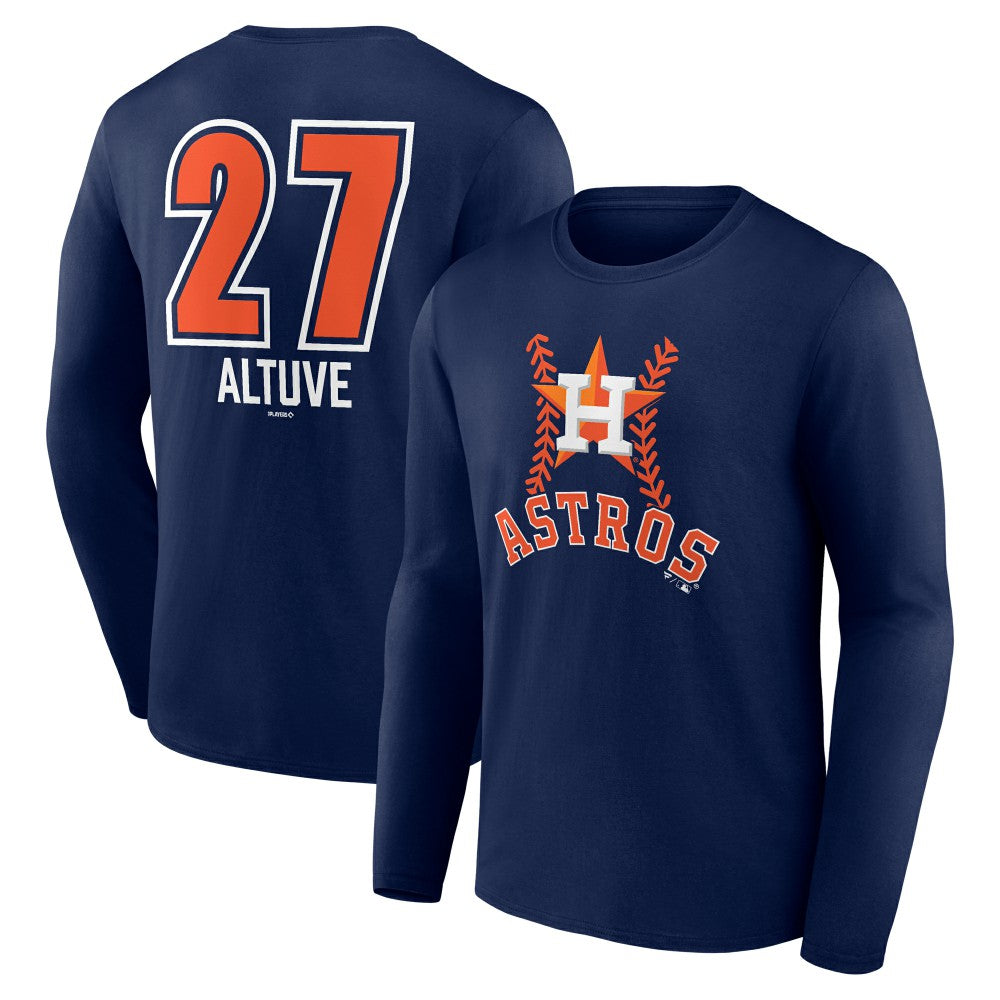 Jose Altuve Houston Astros Fastball Player Name & Number Long Sleeve T-Shirt - Navy T-shirts
