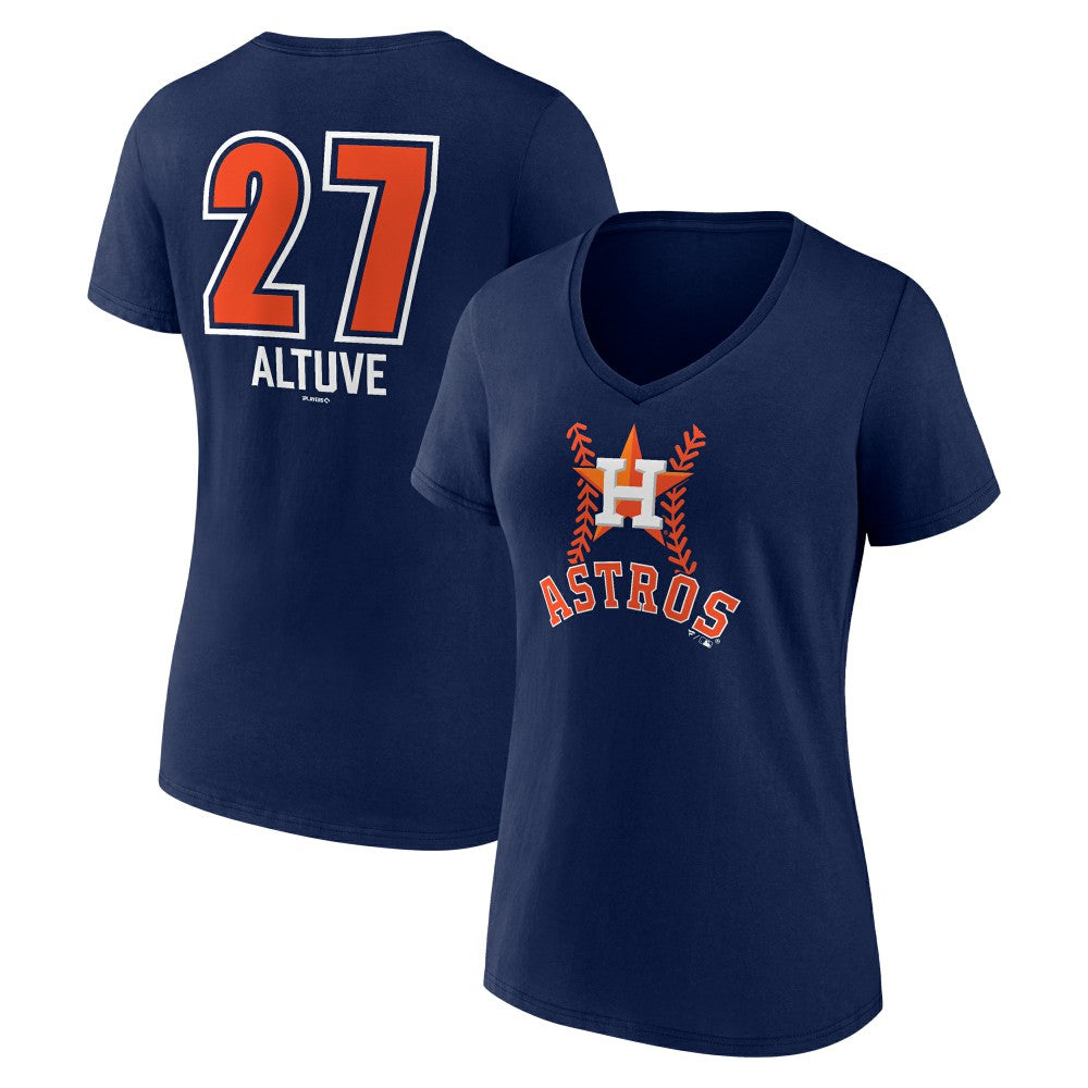 Jose Altuve Houston Astros Women's Fastball Player Name & Number V-Neck T-Shirt - Navy T-shirts