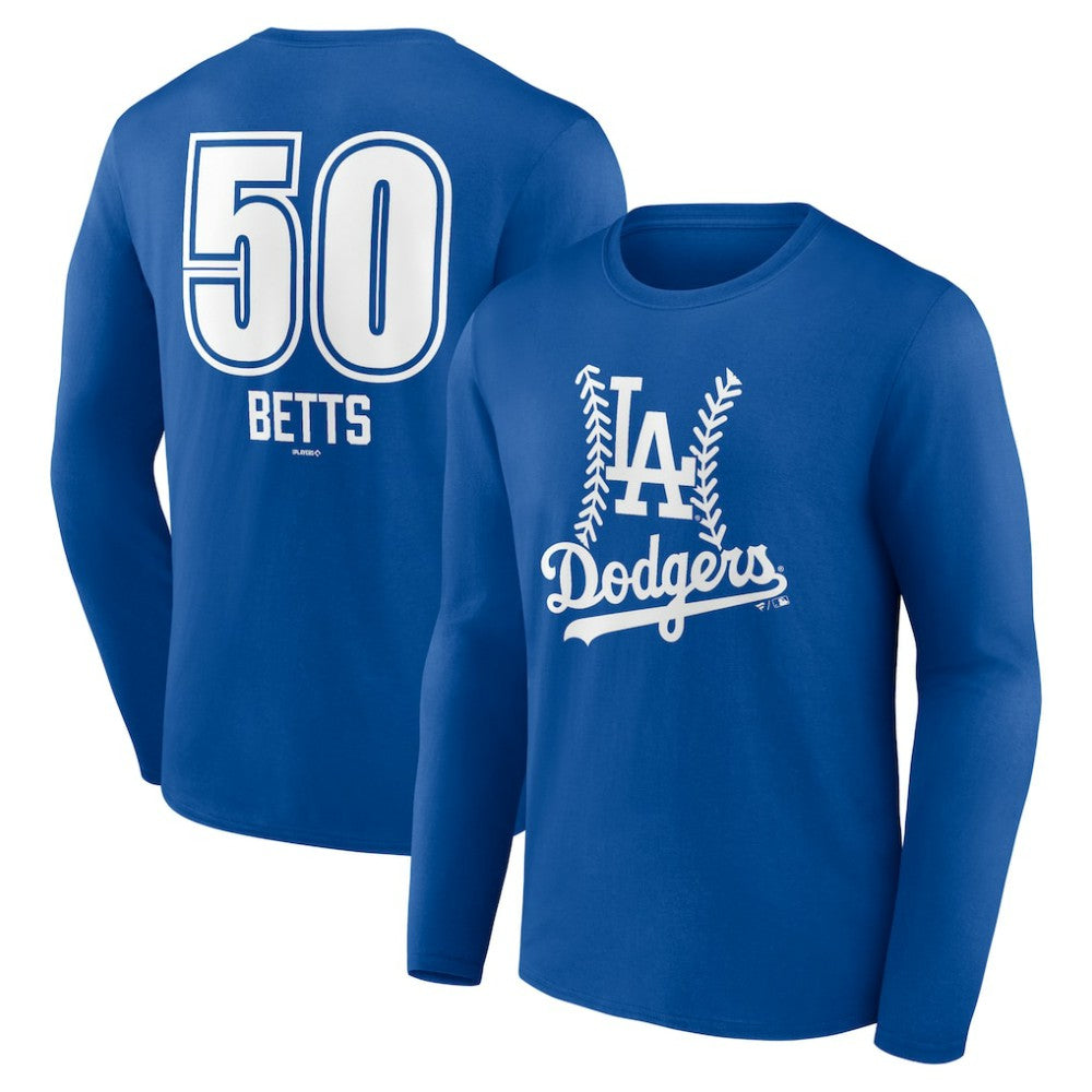 Mookie Betts Los Angeles Dodgers Fastball Player Name & Number Long Sleeve T-Shirt - Royal T-shirts