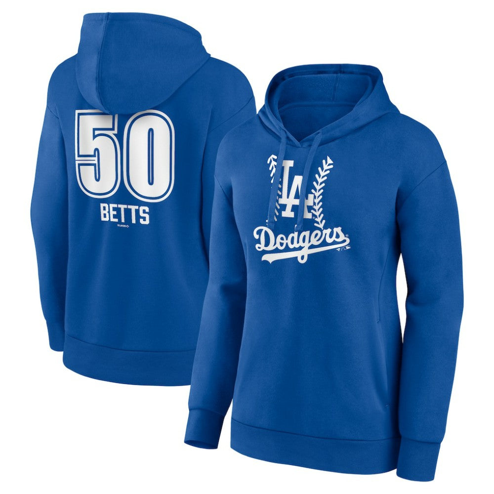 Mookie Betts Los Angeles Dodgers Women's Fastball Player Name & Number Pullover Hoodie - Royal Hoodies