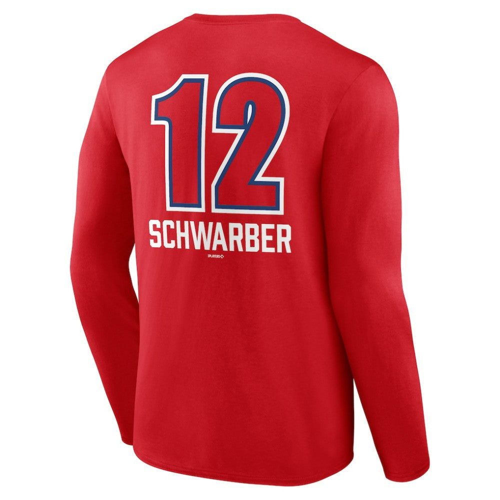 Kyle Schwarber Philadelphia Phillies Fastball Player Name & Number Long Sleeve T-Shirt - Red T-shirts
