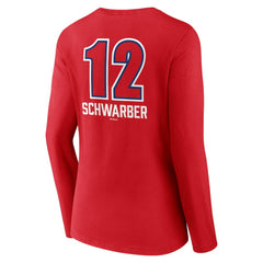 Kyle Schwarber Philadelphia Phillies Women's Fastball Player Name & Number Long Sleeve V-Neck T-Shirt - Red T-shirts