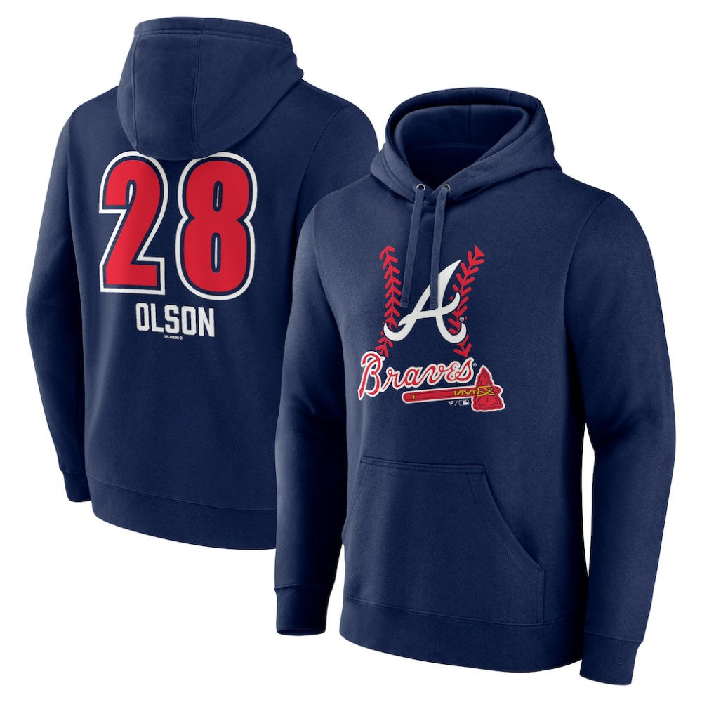 Matt Olson Atlanta Braves Fastball Player Name & Number Pullover Hoodie - Navy Hoodies