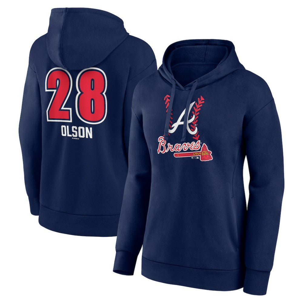 Matt Olson Atlanta Braves Women's Fastball Player Name & Number Pullover Hoodie - Navy Hoodies