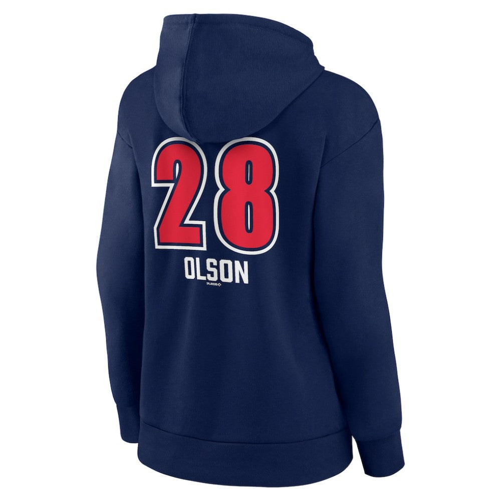 Matt Olson Atlanta Braves Women's Fastball Player Name & Number Pullover Hoodie - Navy Hoodies