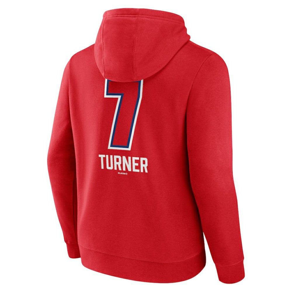 Trea Turner Philadelphia Phillies Fastball Player Name & Number Pullover Hoodie - Red Hoodies