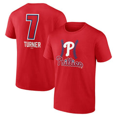 Trea Turner Philadelphia Phillies Fastball Player Name & Number T-Shirt - Red T-shirts