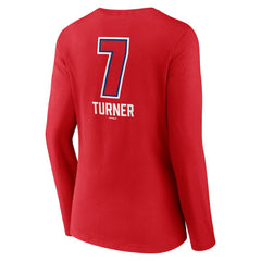 Trea Turner Philadelphia Phillies Women's Fastball Player Name & Number Long Sleeve V-Neck T-Shirt - Red T-shirts
