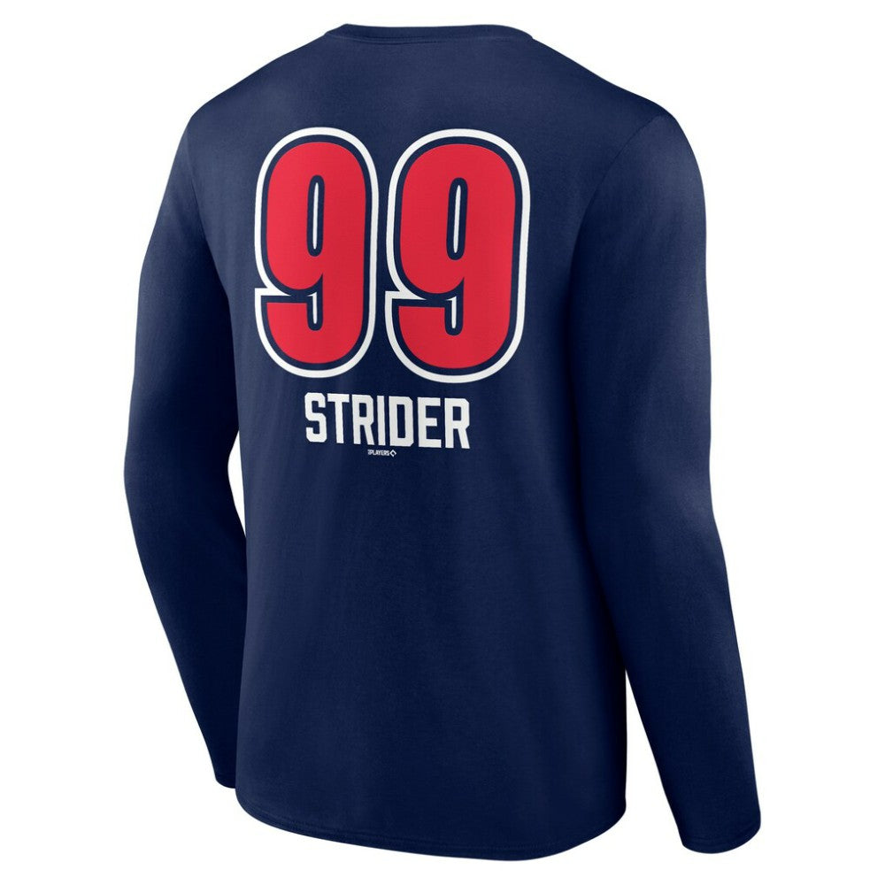 Spencer Strider Atlanta Braves Fastball Player Name & Number Long Sleeve T-Shirt - Navy T-shirts