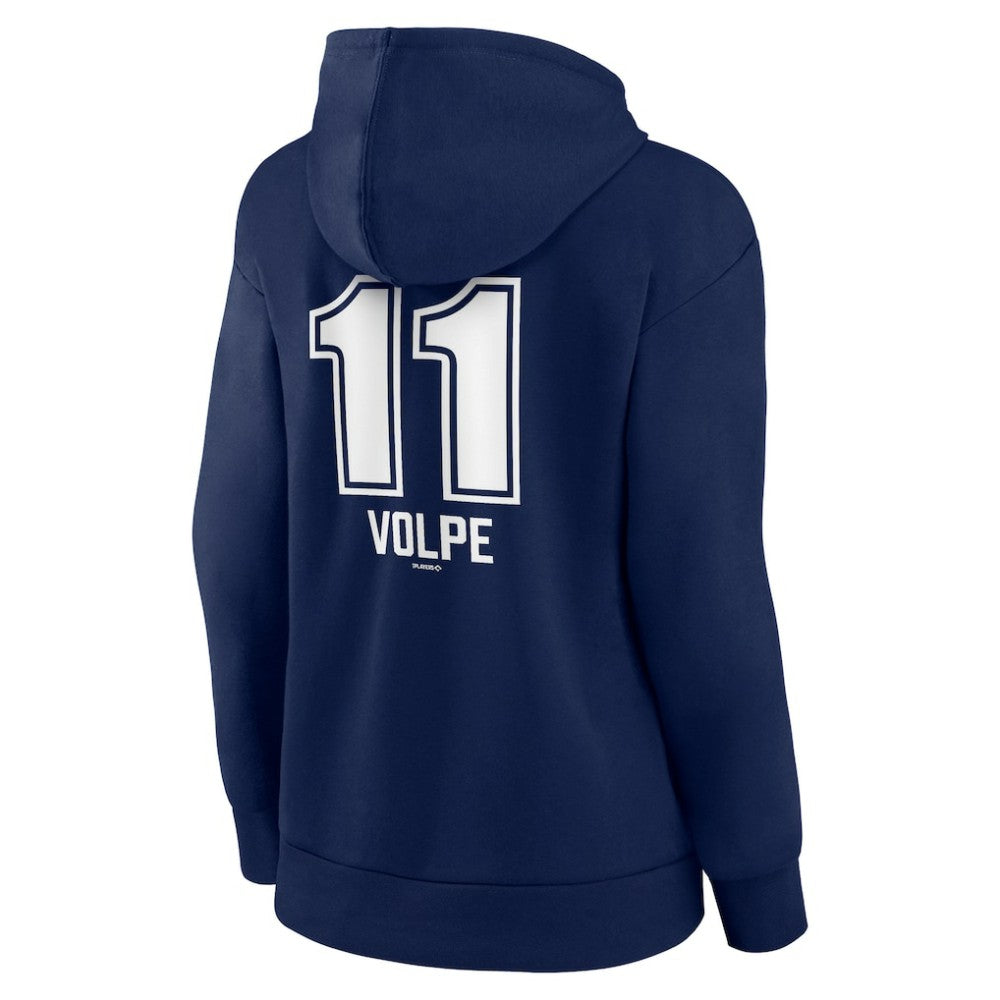 Anthony Volpe New York Yankees Women's Fastball Player Name & Number Pullover Hoodie - Navy Hoodies
