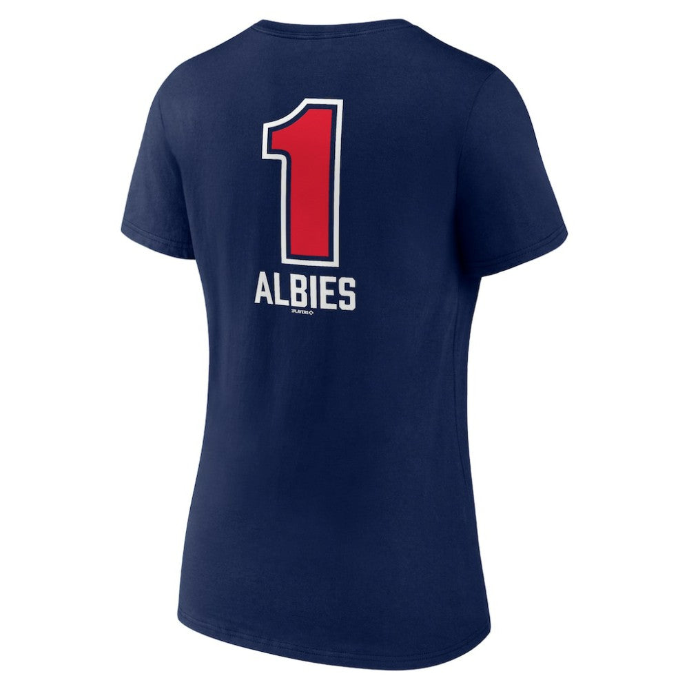 Ozzie Albies Atlanta Braves Women's Fastball Player Name & Number V-Neck T-Shirt - Navy T-shirts