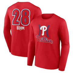 Alec Bohm Philadelphia Phillies Fastball Player Name & Number Long Sleeve T-Shirt - Red T-shirts