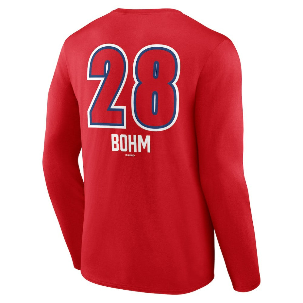 Alec Bohm Philadelphia Phillies Fastball Player Name & Number Long Sleeve T-Shirt - Red T-shirts