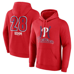 Alec Bohm Philadelphia Phillies Fastball Player Name & Number Pullover Hoodie - Red Hoodies