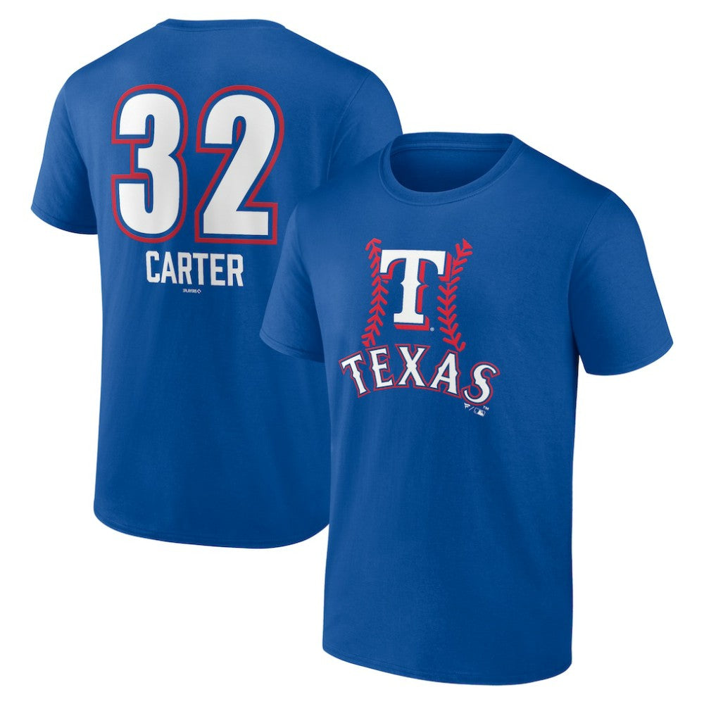 Evan Carter Texas Rangers Fastball Player Name & Number T-Shirt - Royal T-shirts