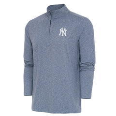 New York Yankees Antigua Hunk Quarter-Zip Top - Heather Navy Tops