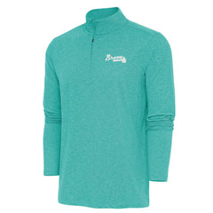 Atlanta Braves Antigua Hunk Quarter-Zip Top - Heather Aqua Tops