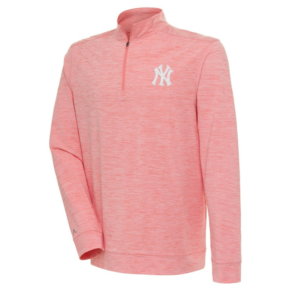 New York Yankees Antigua Bright Quarter-Zip Pullover Top - Coral Pullover