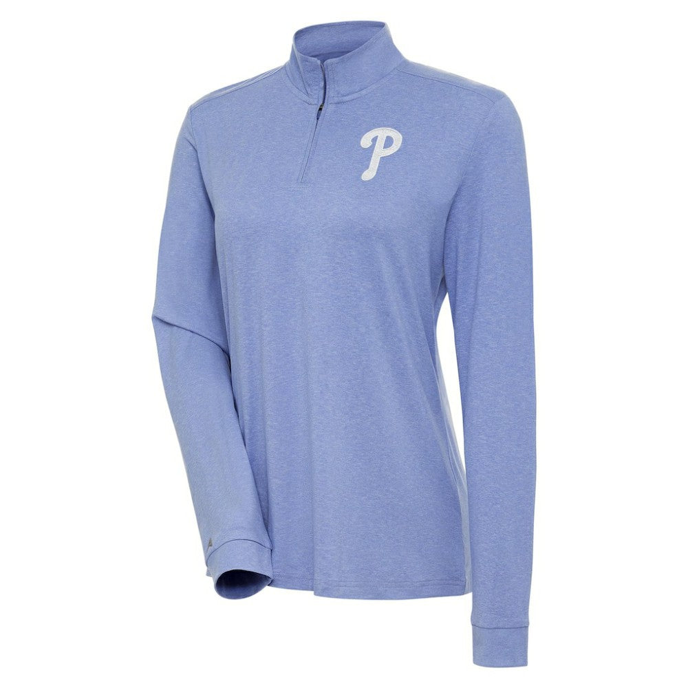 Philadelphia Phillies Antigua Women's Mentor Quarter-Zip Pullover Top - Lavender Pullover