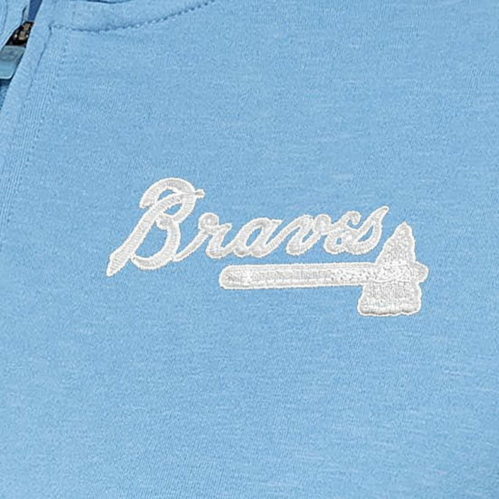 Atlanta Braves Antigua Women's Mentor Quarter-Zip Pullover Top - Light Blue Pullover