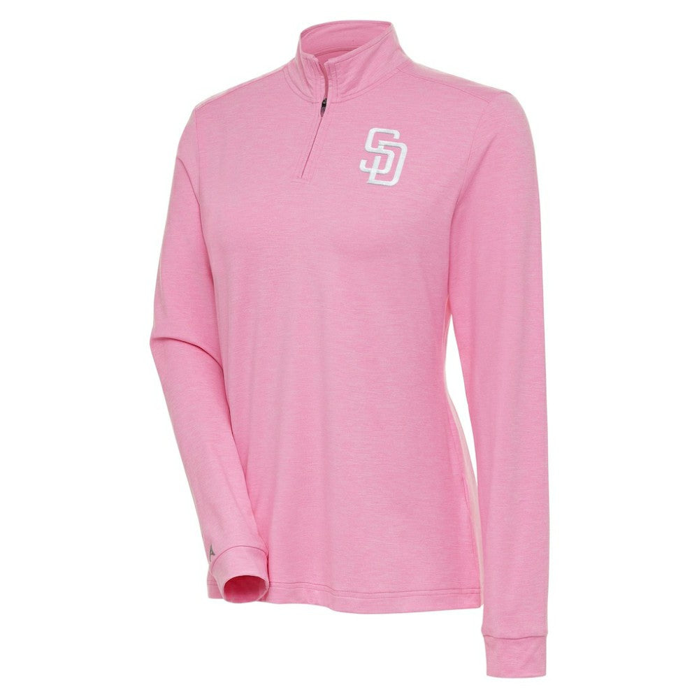 San Diego Padres Antigua Women's Mentor Quarter-Zip Pullover Top - Pink Pullover
