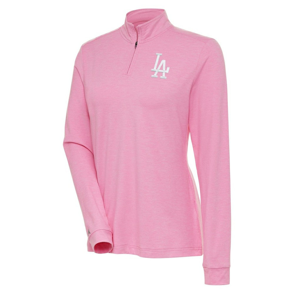 Los Angeles Dodgers Antigua Women's Mentor Quarter-Zip Pullover Top - Pink Pullover