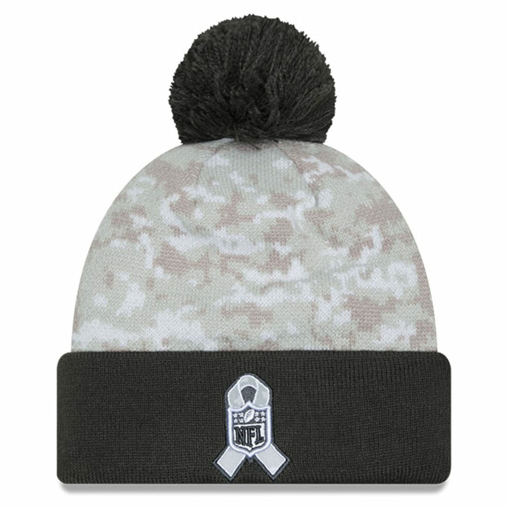 Cincinnati Bengals New Era Youth 2024 Salute To Service Cuffed Pom Knit Hat White/Graphite