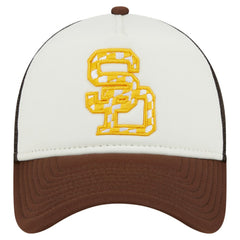 San Diego Padres New Era Checkered Flag A-Frame Trucker 9FORTY Adjustable Hat - White/Brown Hats