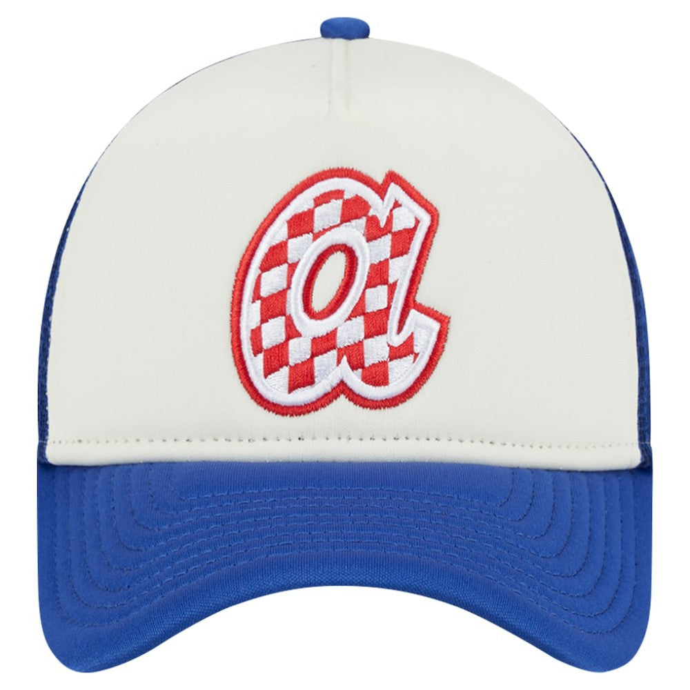 Atlanta Braves New Era Checkered Flag A-Frame Trucker 9FORTY Adjustable Hat - White/Royal Hats