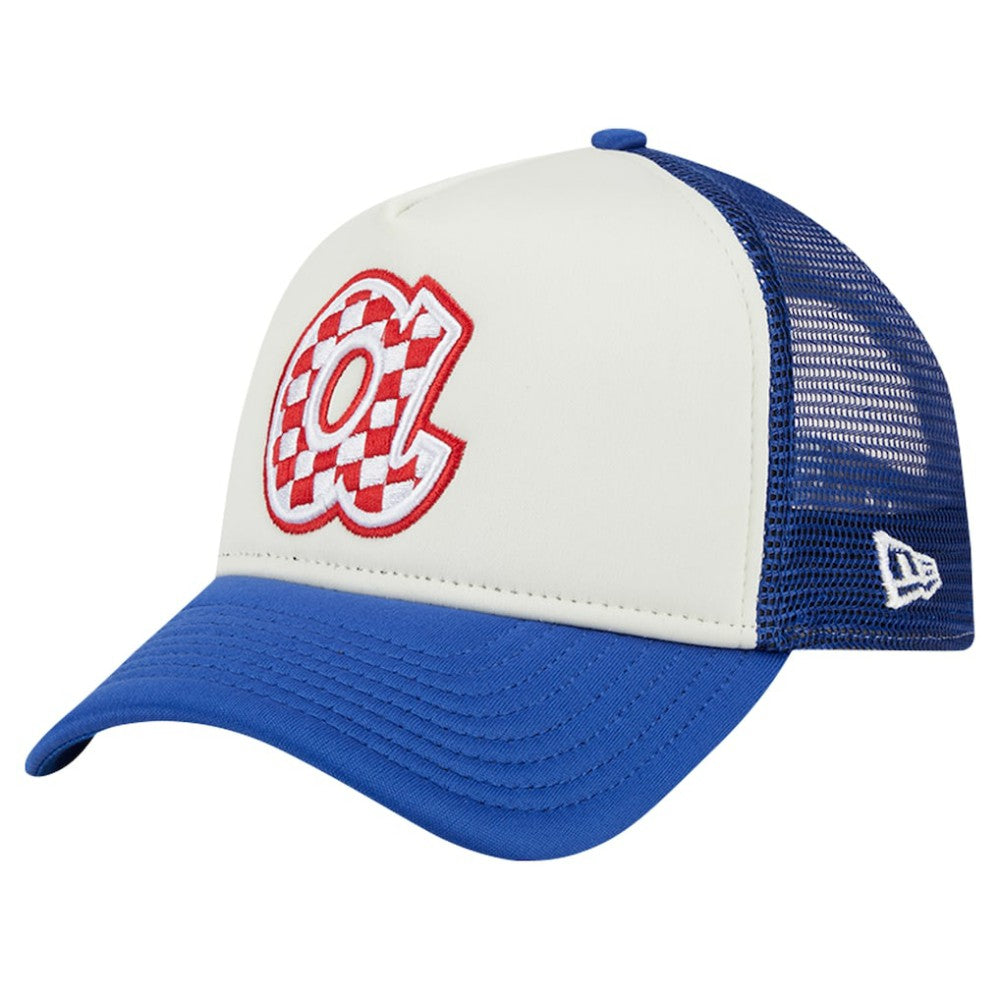 Atlanta Braves New Era Checkered Flag A-Frame Trucker 9FORTY Adjustable Hat - White/Royal Hats