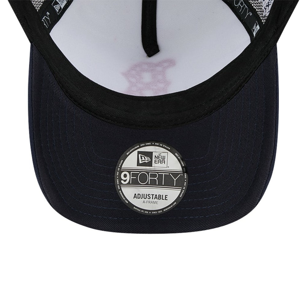 Boston Red Sox New Era Checkered Flag A-Frame Trucker 9FORTY Adjustable Hat - White/Navy Hats
